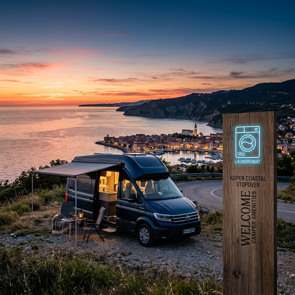 Camper van in a scenic coastal spot